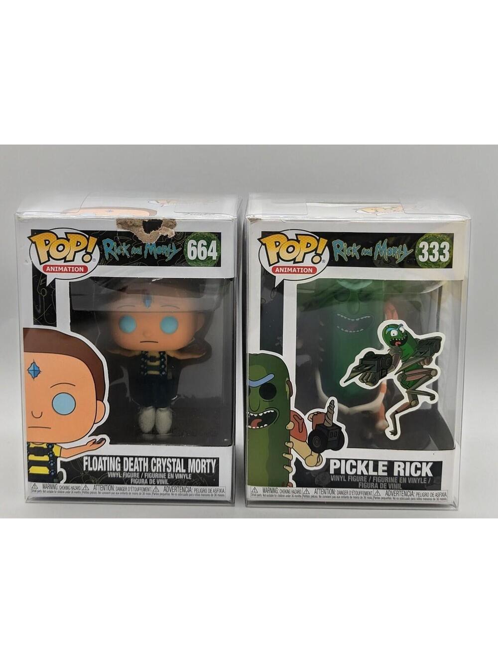 Funko Pop! Pickle Rick #333 Floating Death Crystal Morty #664 Figure + Protector